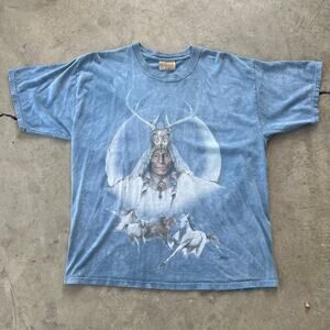 2003 Native American the mountain light blue tee